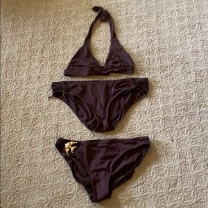 J Crew brown bikini- top medium, bottoms-large